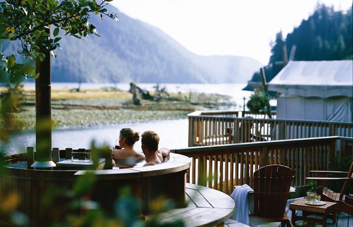 Outdoor hot tub at Clayoquot Wilderness Resort
