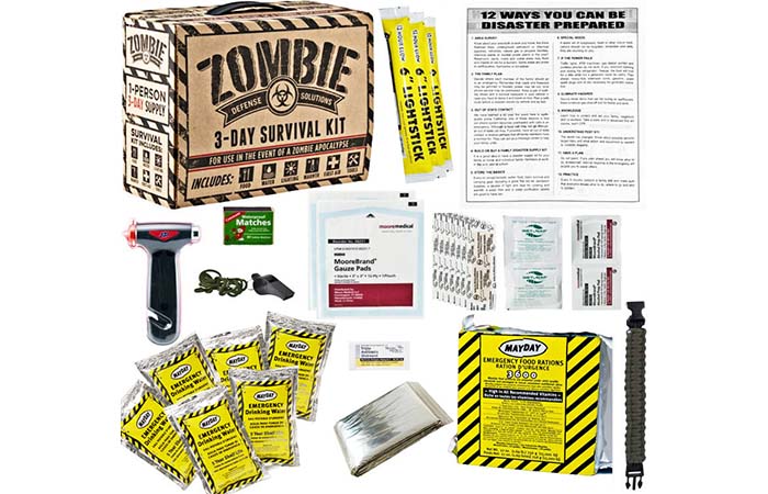 Everything you get in Voodoo Tactical Zombie 3 Day Survival Disaster Kit 