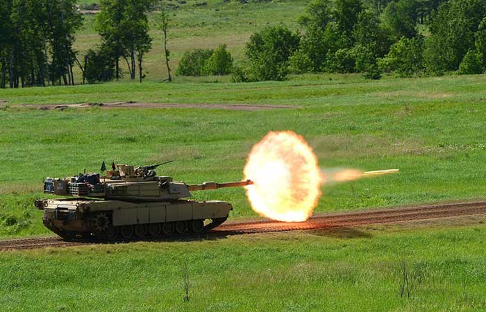 A tank opening fire