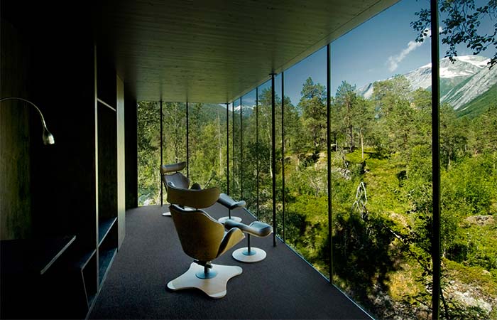 Relaxing Chairs Next To The Window At Norway's Juvet Landscape Hotel