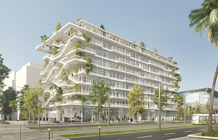 Open Concept Green Office Building In France From The Outside