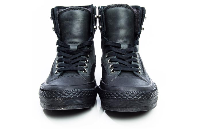 Chuck Taylor All Star Tekoa Boot s, black, front view, on a white background.