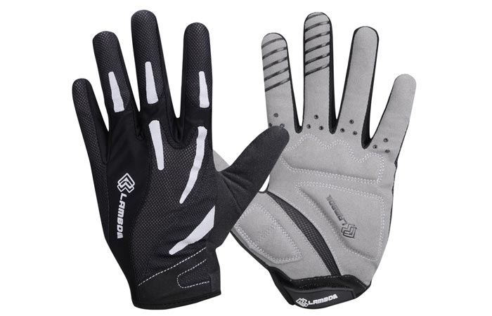 The Gel Padded Super Breathable Gloves, black and gray side, on a white background.