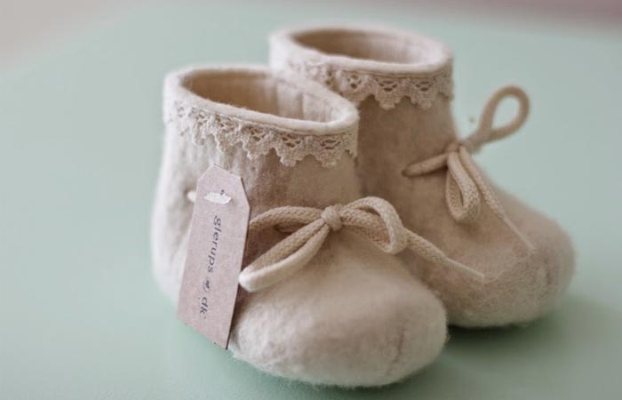 Glerups baby booties with laces.