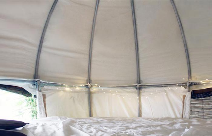 Cocoon Tent Treehouse, inside view.