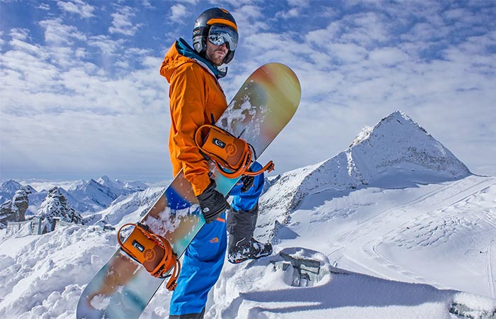 Snowboarder With LinkPro Sports 'Explore1' Skiing Helmet 