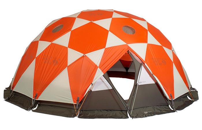 Mountain Hardwear Space Station Tent, with opened zipper door, on a white background.