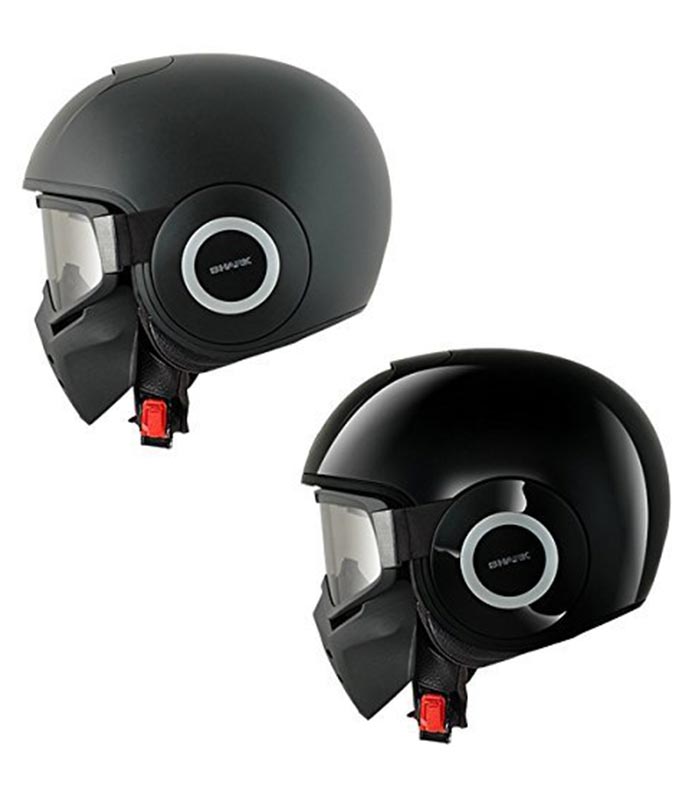 Two black helmets captured from the side. 
