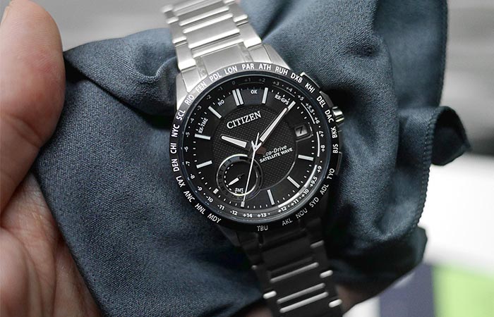 Citizen Satellite Wave World Time GPS Watch On A Cloth