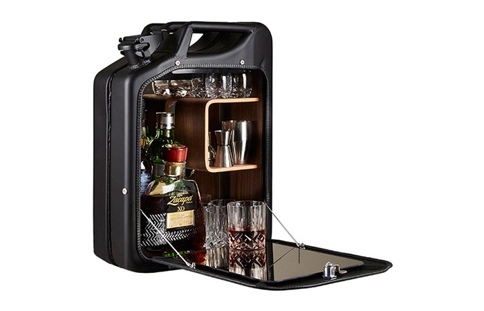 Black Jerry Can Bar Cabinet