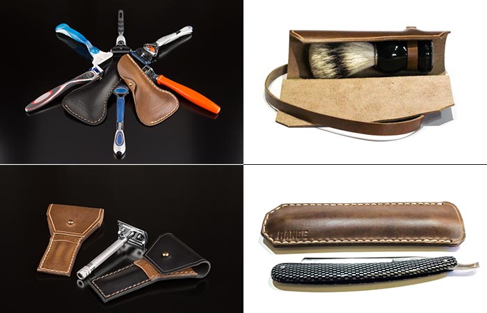 The Standard and Safety Razor cases as well as the Shave Brush Case and the Straight Razor Case.