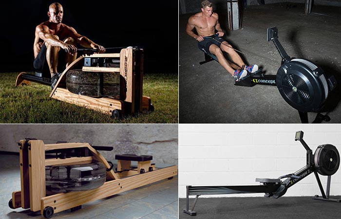 The WaterRower and the Concept 2 Model D being used by different men