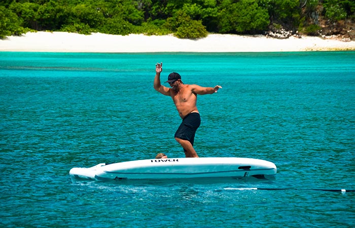 A Guy Using Adventurer Inflatable SUP
