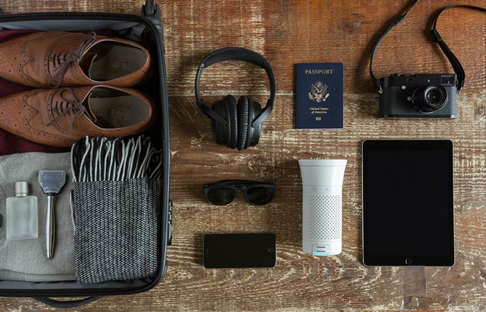 Wynd Personal Air Purifier Together With Other Travel Items
