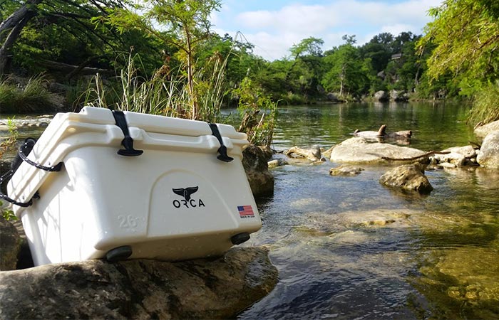 White Orca Heavy Duty Cooler On A Rock