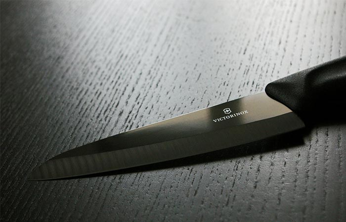 Victorinox Ceramic Carving Knife On A Black Table