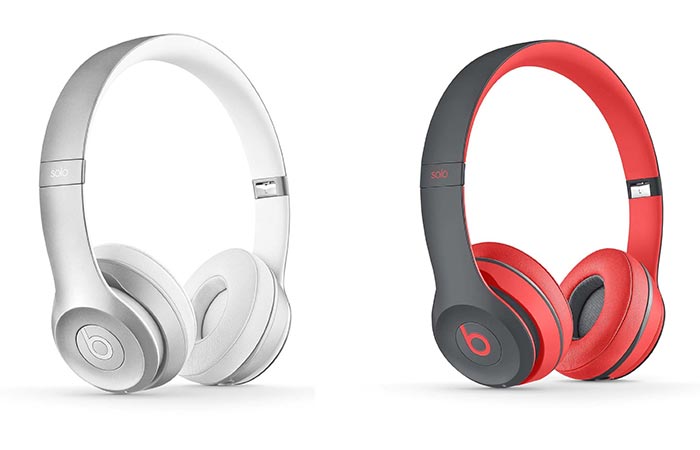 White and Red and Grey versions of the Beats Solo2 Wireless