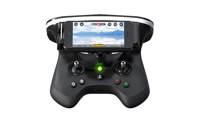 Parrot Disco FPV SkyController 2 with smartphone attached