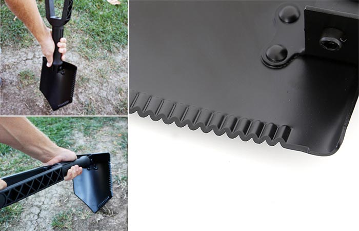 Three Images Of Smittybilt Foldable Shovel