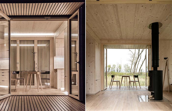 two images of Ark Shelter Prefabricated Cabin