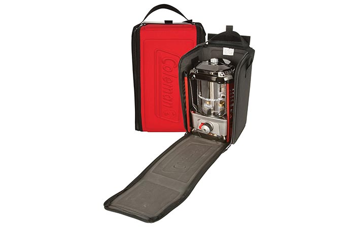 a lantern inside a soft carry case