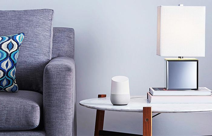 Google Home On A White Coffee Table
