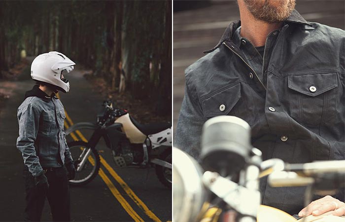 Two Lifestyle Images Of Iron And Resin X Huckberry Rambler Jacket