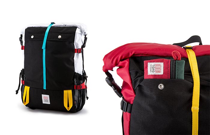 Different Colored Topo Designs Mountain Rolltop Backpacks