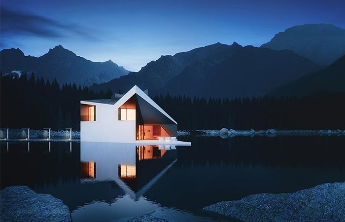 a house on a lake