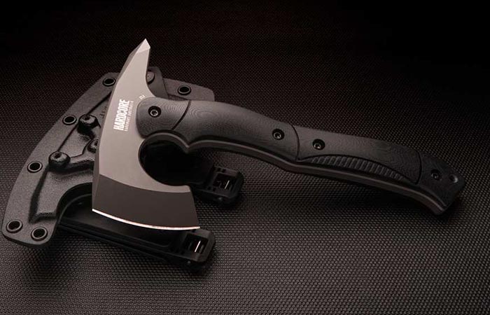 Hardcore Hardware Compact Tactical Tomahawk in black with sheath