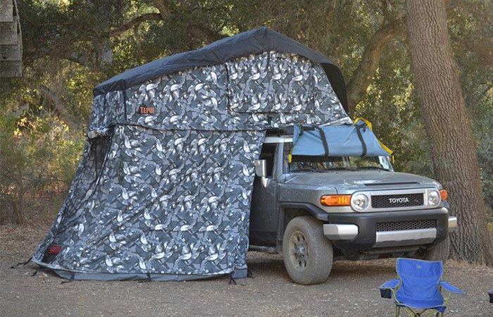 Tepui Siberian Camo tent on a Jeep