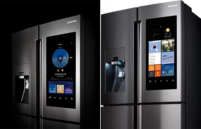 Two different views of the Samsung Family Hub 2.0 Refrigerator