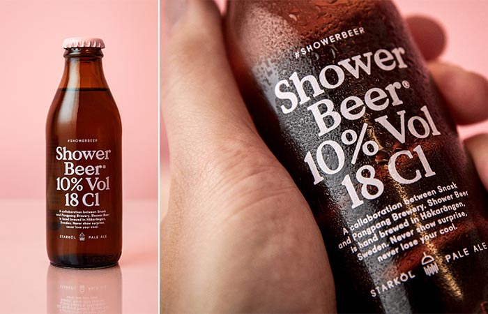 Snask Shower Beer by itself and being held by someone