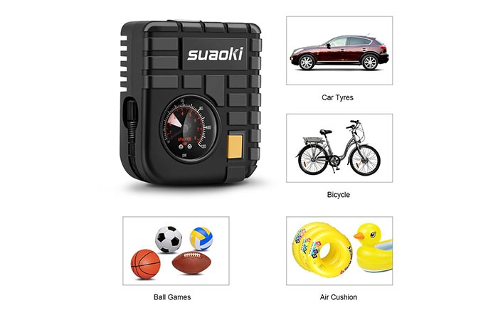 Suaoki 12V Portable Mini Air Compressor different uses