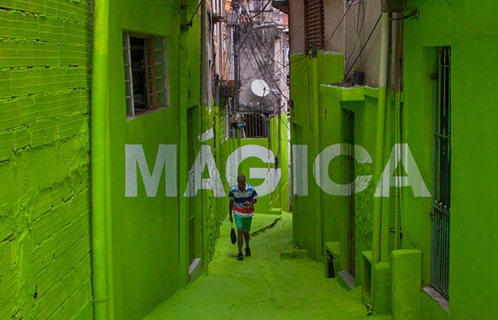green magica painting on a brasilian alley