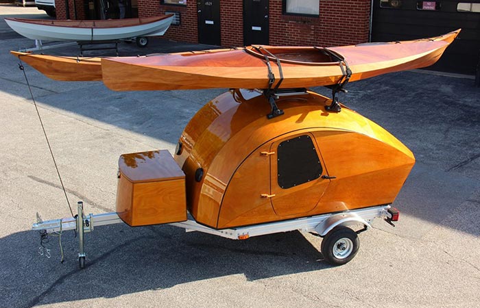 CLC Teardrop Camper with Kayaks on the roof