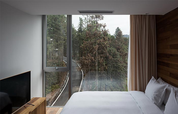 bedroom in a tree house hotel