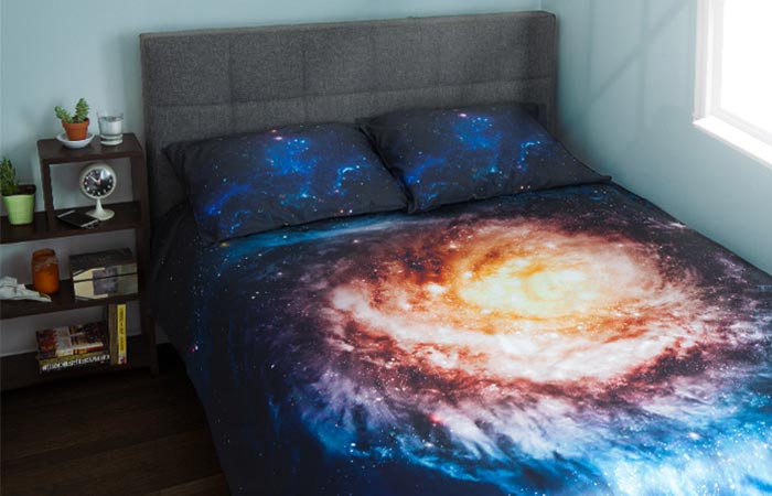 Galaxy Bedding showcased in a room