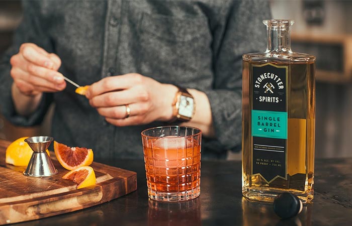 making a drink with Stonecutter Single Barrel Gin