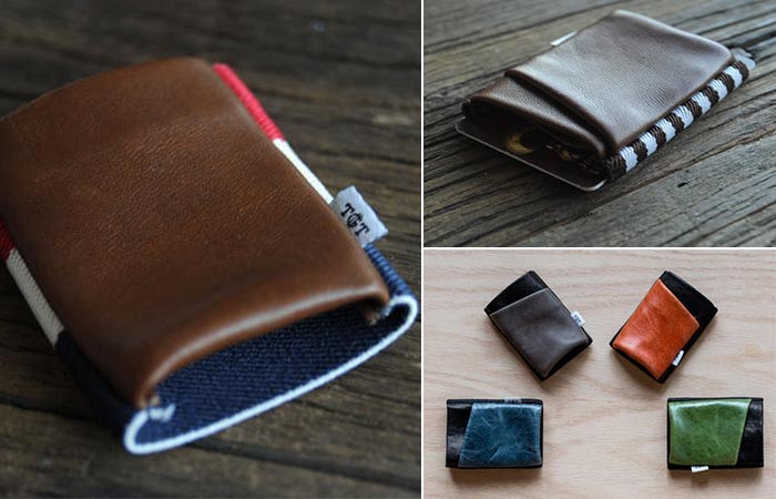 three images of leather wallets