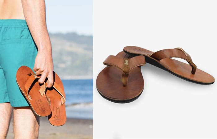 two images of brown leather Ace Sandal
