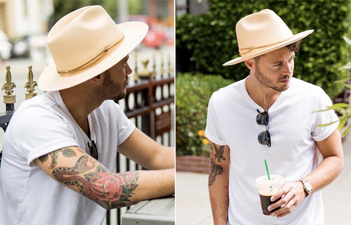two images of a guy wearing Pantropic Explorer Hat