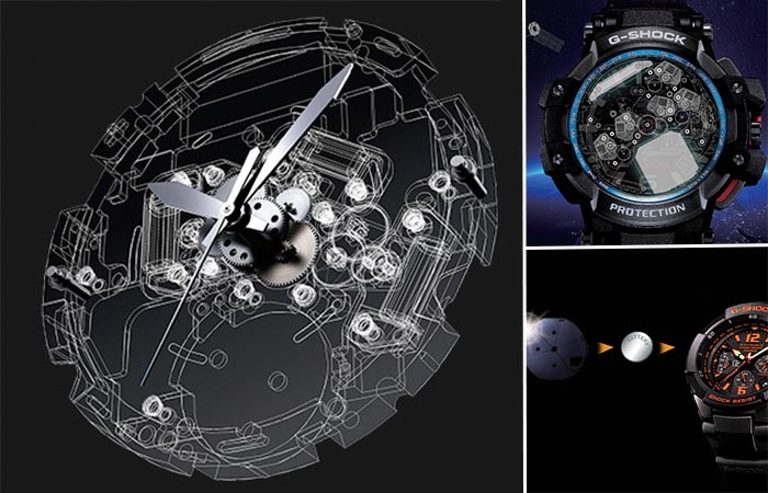 three images of Casio G Shock features