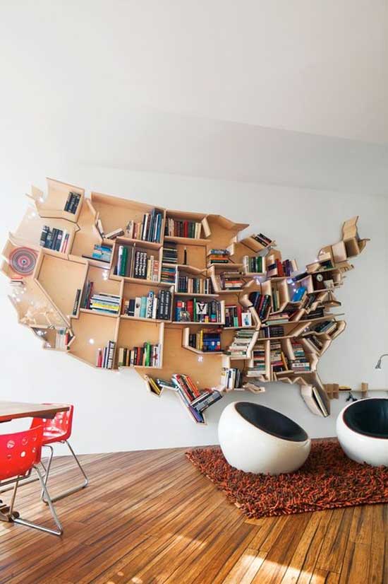 USA map bookshelf 