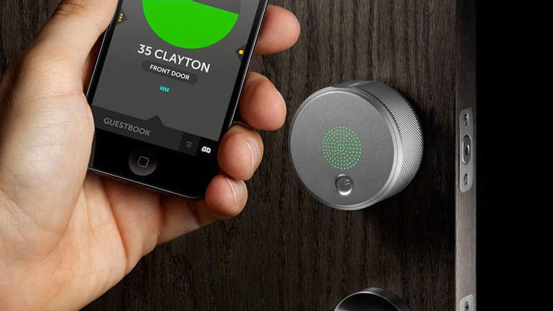 August Smart Lock being opened by the iPhone application