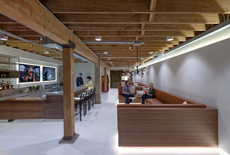 Dining area at the Giant Pixel headquarters in San Francisco designed by Studio O+A