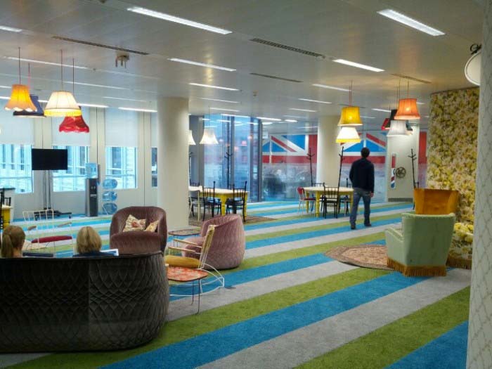 lounge area at Google's London Offices