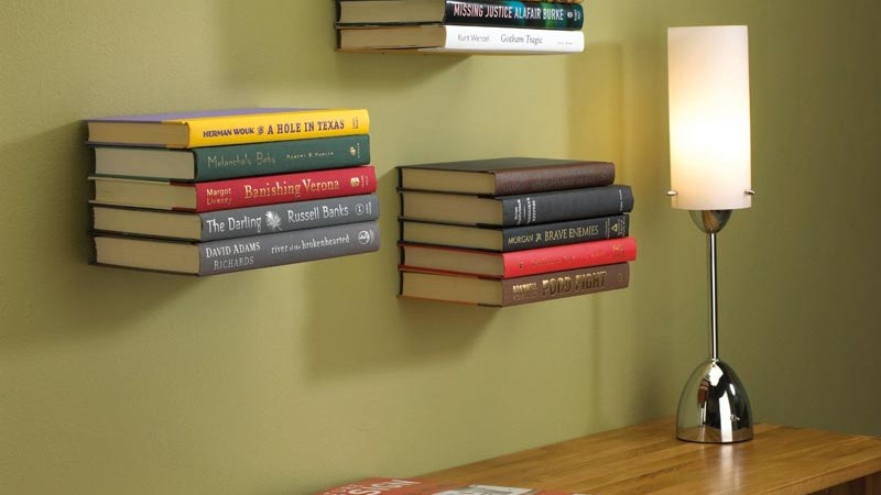 3 conceal floating bookshelves on the wall