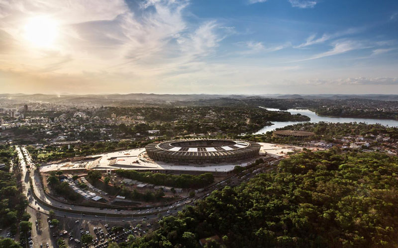 Aerial view of Mineirao World cup Stadium in Brazil