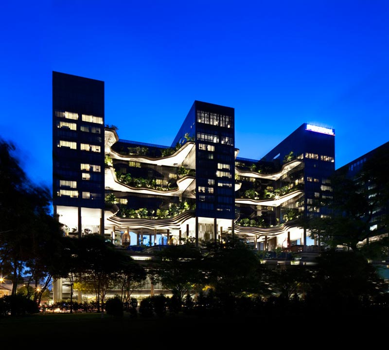 exterior view of the architecture at the Parkroyal Singapore